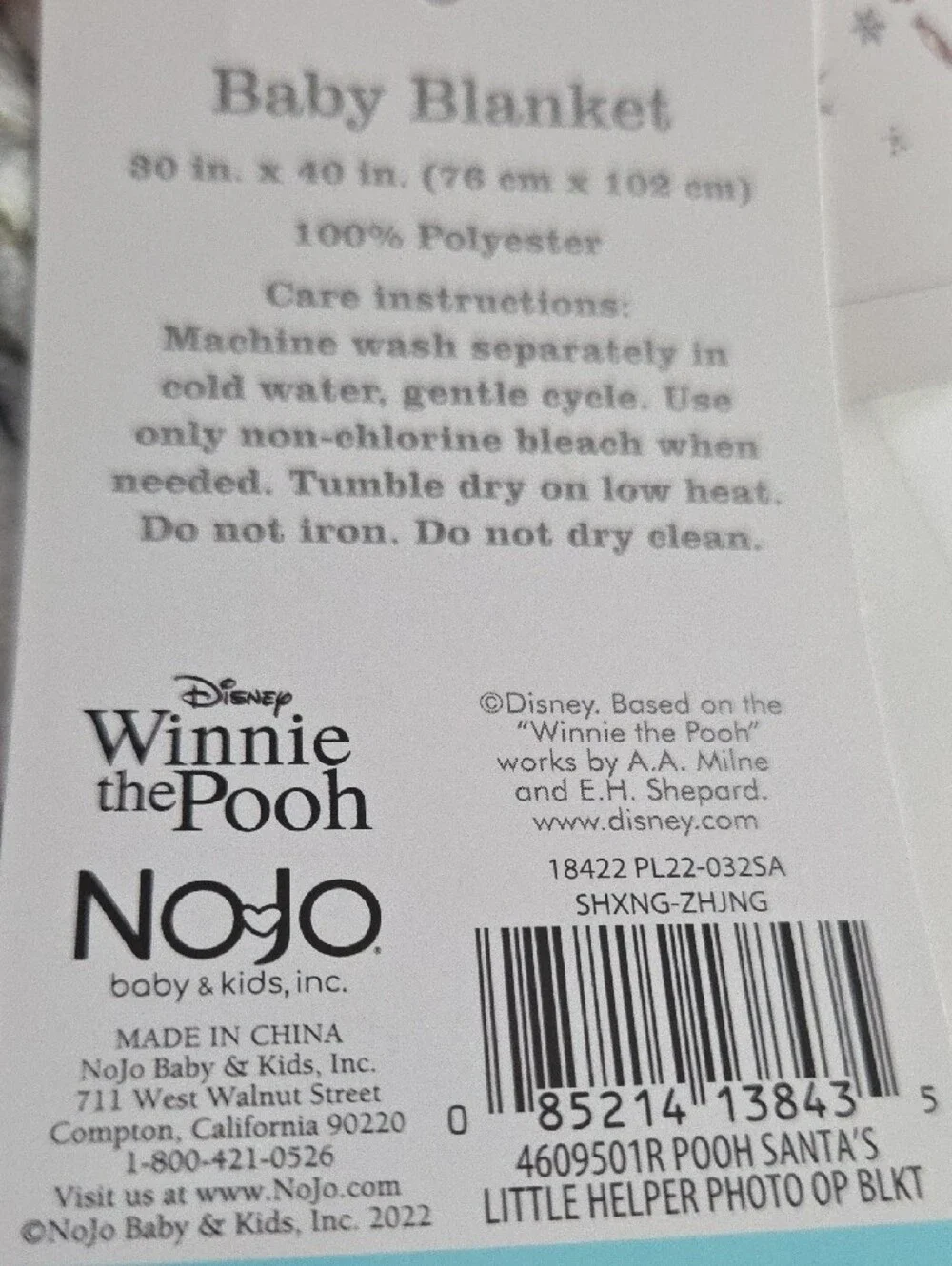 Disney Baby White Winnie the Pooh Snowflake Baby Blanket
